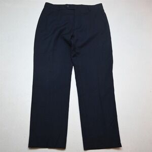 Pronto Uomo 32x28 Blue 100% Wool Flat Front Suit Trouser Dress Mens Pants